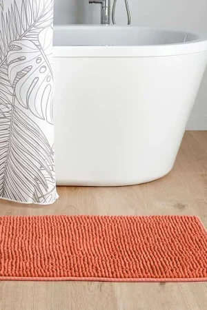 Prix Promo Tapis salle de bain chenille terracotta